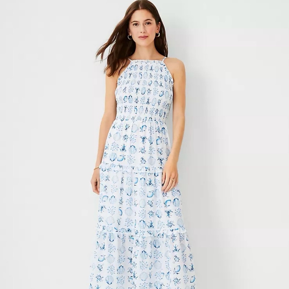 Ann Taylor NWT Shell Tiled Tiered Maxi Dress sz Medium